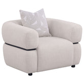 Jeanette Fabric Upholstered Round Arm Accent Chair Beige